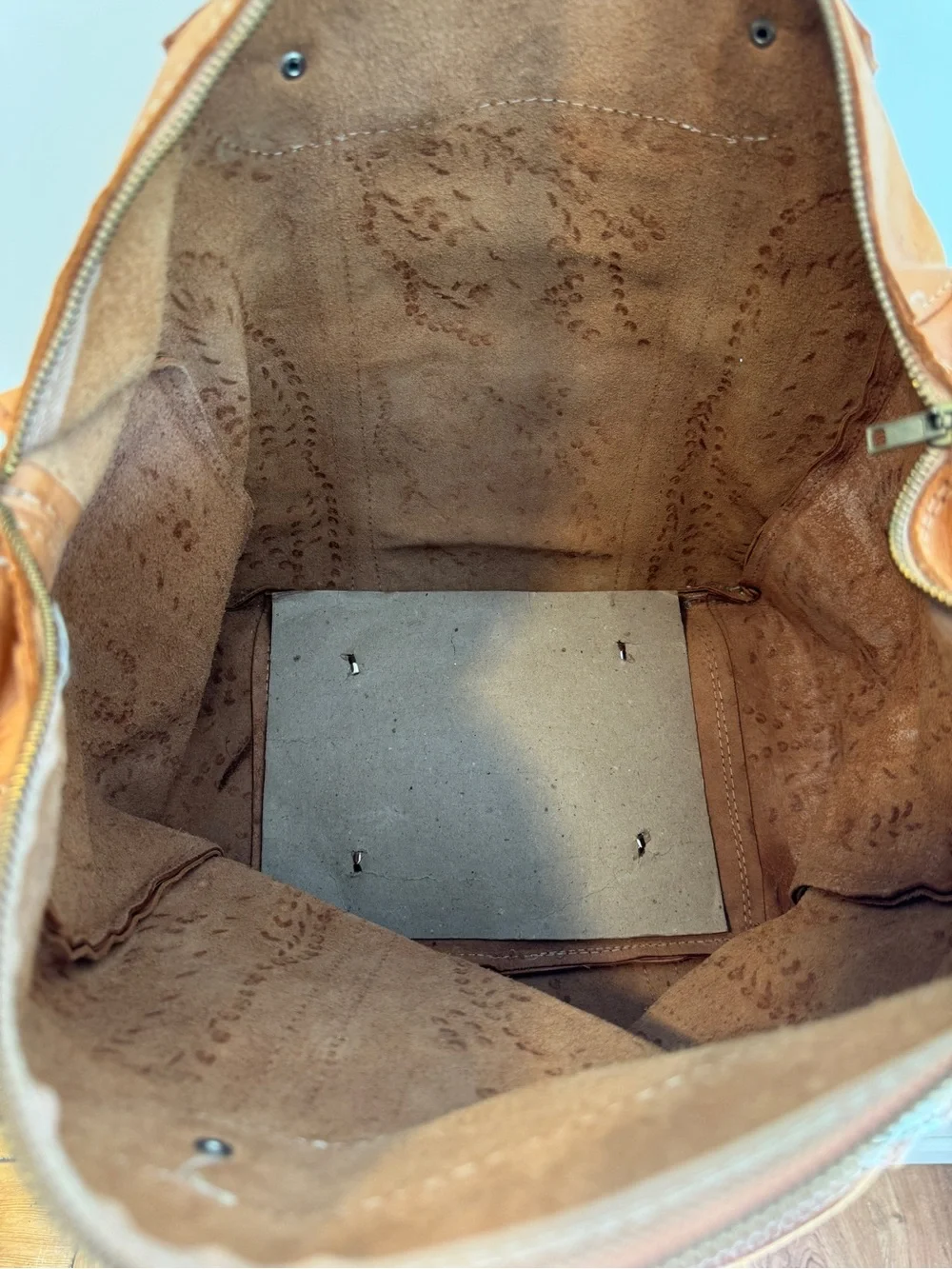 Tooled Leather Lambare Pedro Osorio Travel Duffel Bag - Tan